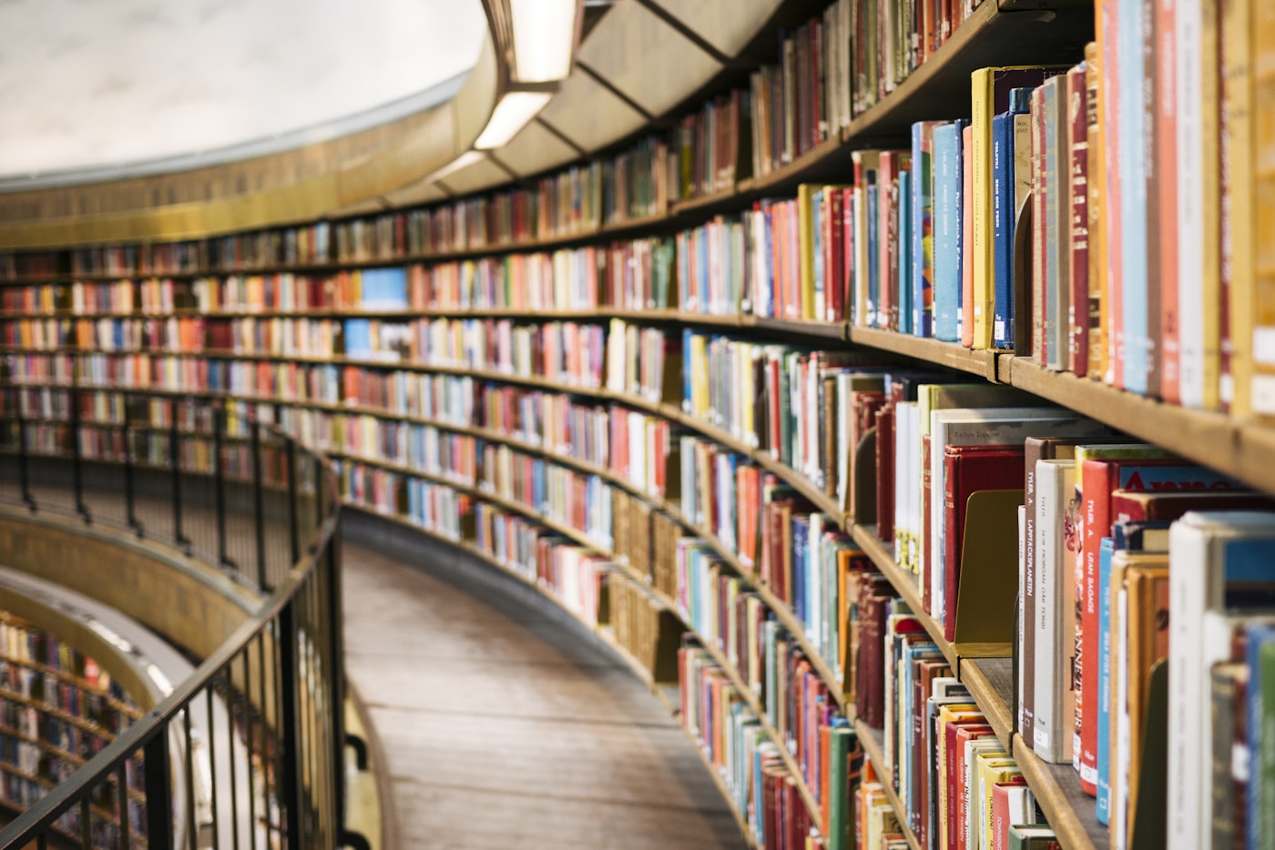 Law library shelves with bound volumes
